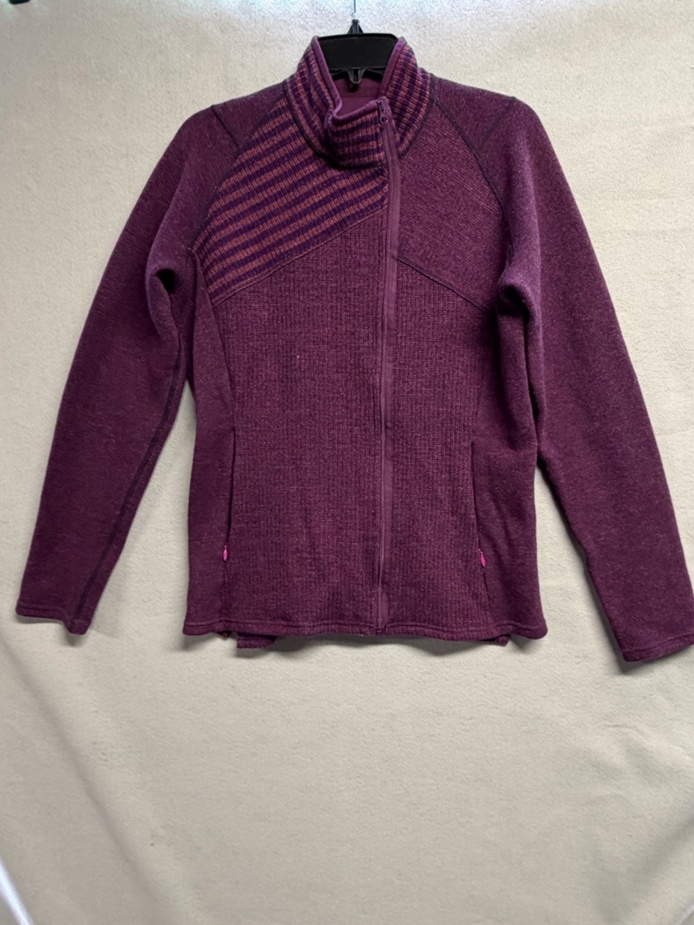 Title Nine Women's Plum Zip-Up Wool Blend Fleece Jacket Large